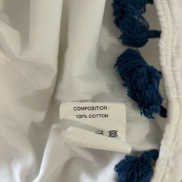 Preppy Ruffled Sleeveless White and Navy Mini Summer Dress - Picture 7 of 10